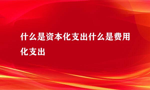 什么是资本化支出什么是费用化支出