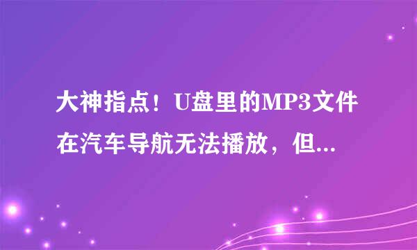 大神指点！U盘里的MP3文件在汽车导航无法播放，但是U盘在电脑和MP3播放