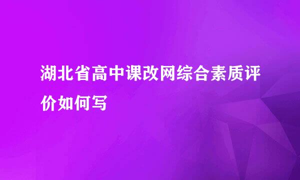 湖北省高中课改网综合素质评价如何写