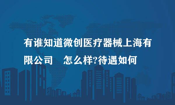 有谁知道微创医疗器械上海有限公司 怎么样?待遇如何