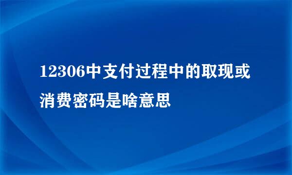 12306中支付过程中的取现或消费密码是啥意思