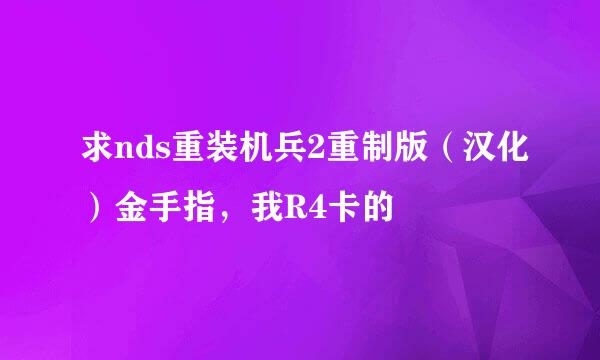 求nds重装机兵2重制版（汉化）金手指，我R4卡的