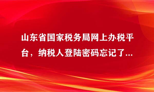 山东省国家税务局网上办税平台，纳税人登陆密码忘记了，怎么才能找回来？