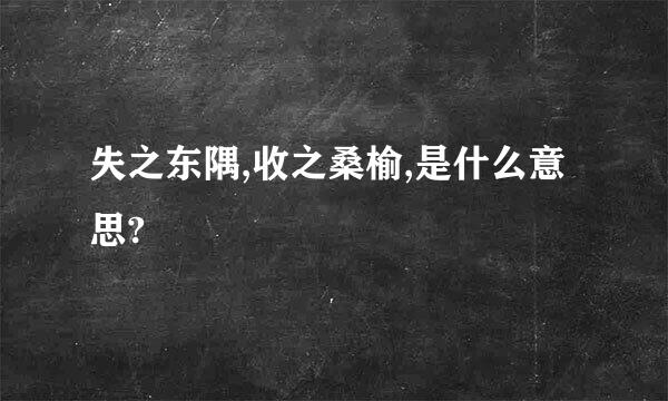 失之东隅,收之桑榆,是什么意思?