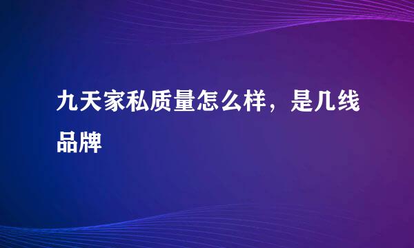 九天家私质量怎么样，是几线品牌