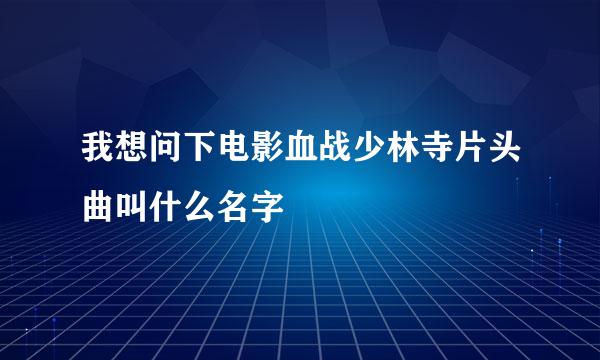 我想问下电影血战少林寺片头曲叫什么名字