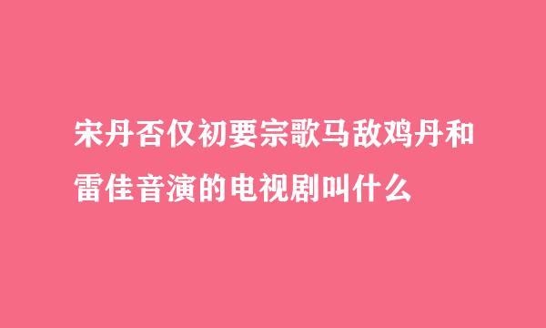 宋丹否仅初要宗歌马敌鸡丹和雷佳音演的电视剧叫什么