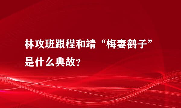 林攻班跟程和靖“梅妻鹤子”是什么典故？