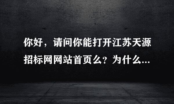 你好，请问你能打开江苏天源招标网网站首页么？为什么我打不开了，，带一点越