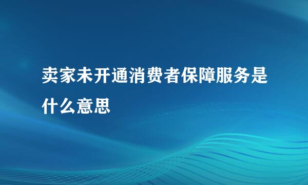 卖家未开通消费者保障服务是什么意思