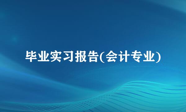 毕业实习报告(会计专业)