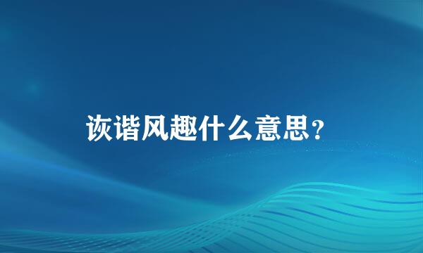 诙谐风趣什么意思？