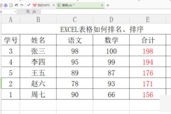 excel表格如何学生成绩排序