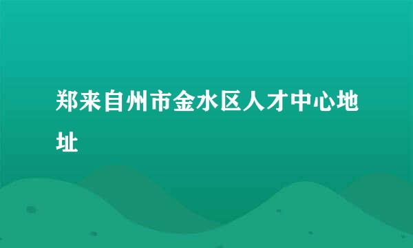 郑来自州市金水区人才中心地址