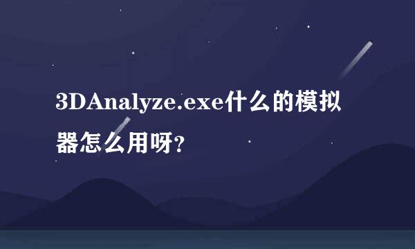 3DAnalyze.exe什么的模拟器怎么用呀？