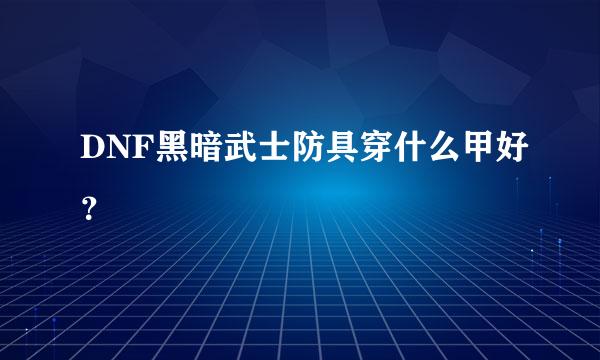 DNF黑暗武士防具穿什么甲好？