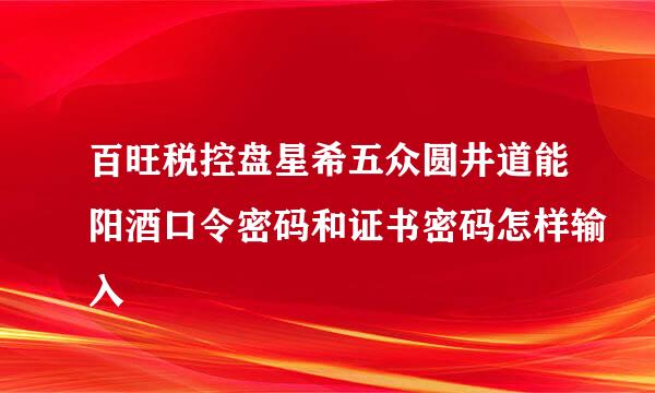 百旺税控盘星希五众圆井道能阳酒口令密码和证书密码怎样输入