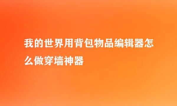 我的世界用背包物品编辑器怎么做穿墙神器