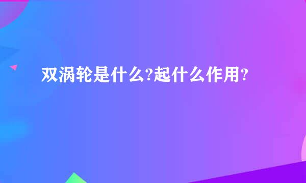 双涡轮是什么?起什么作用?