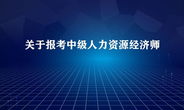 关于报考中级人力资源经济师