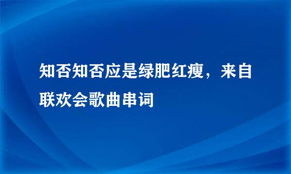 知否知否应是绿肥红瘦，来自联欢会歌曲串词