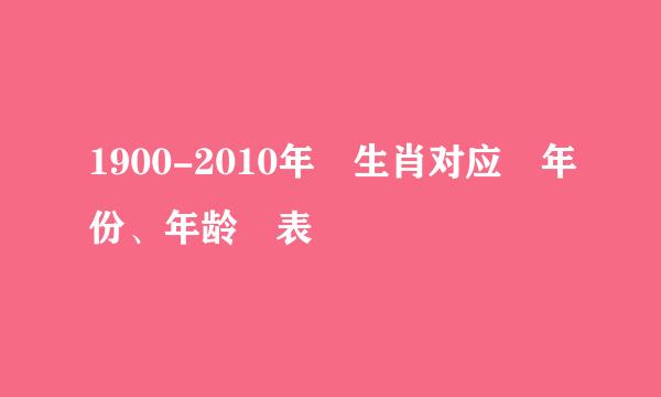 1900-2010年 生肖对应 年份、年龄 表