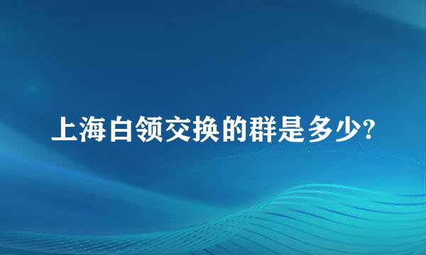 上海白领交换的群是多少?