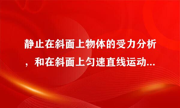 静止在斜面上物体的受力分析，和在斜面上匀速直线运动物体的受力分析 。最好附图讲解。谢谢。。