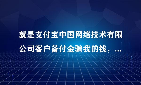 就是支付宝中国网络技术有限公司客户备付金骗我的钱，他们是以购物款的方试转走我钱的。