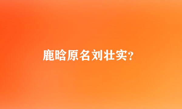 鹿晗原名刘壮实？