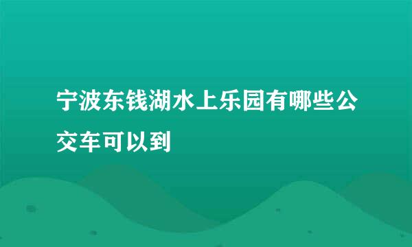 宁波东钱湖水上乐园有哪些公交车可以到