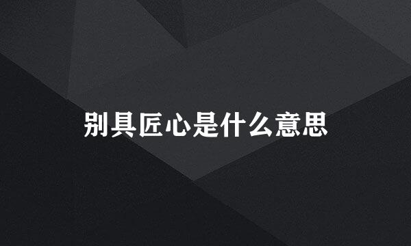 别具匠心是什么意思