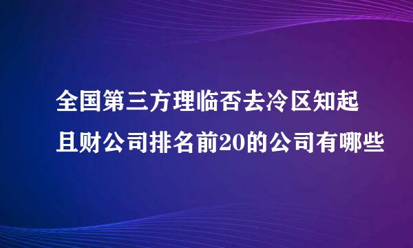 全国第三方理临否去冷区知起且财公司排名前20的公司有哪些