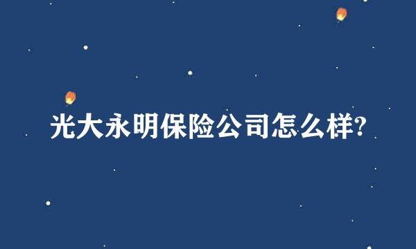 光大永明保险公司怎么样?