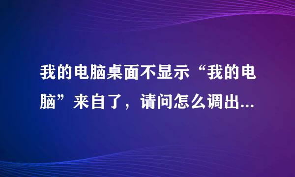 我的电脑桌面不显示“我的电脑”来自了，请问怎么调出来？谢谢