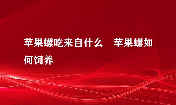 苹果螺吃来自什么 苹果螺如何饲养