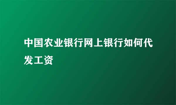 中国农业银行网上银行如何代发工资