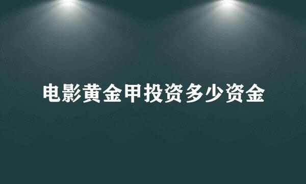 电影黄金甲投资多少资金