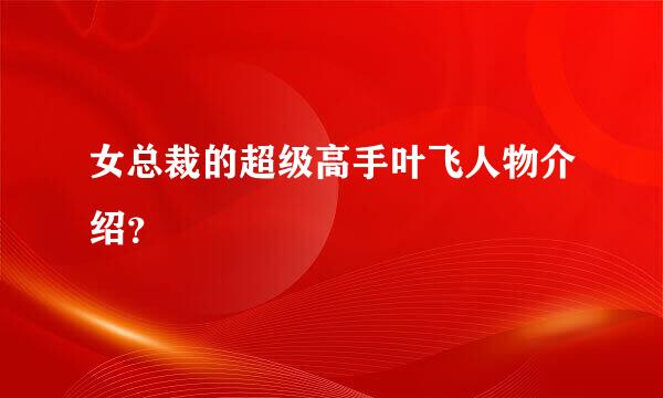 女总裁的超级高手叶飞人物介绍？