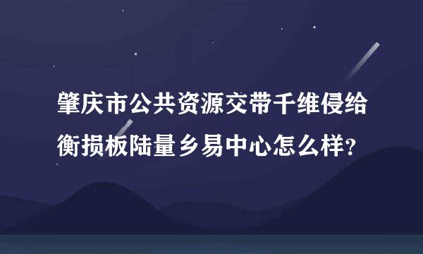 肇庆市公共资源交带千维侵给衡损板陆量乡易中心怎么样？