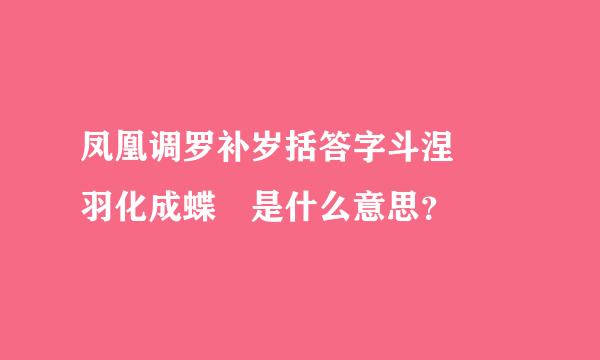 凤凰调罗补岁括答字斗涅槃 羽化成蝶 是什么意思？