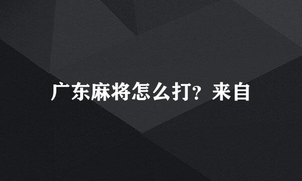 广东麻将怎么打？来自