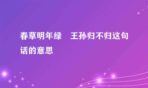 春草明年绿 王孙归不归这句话的意思