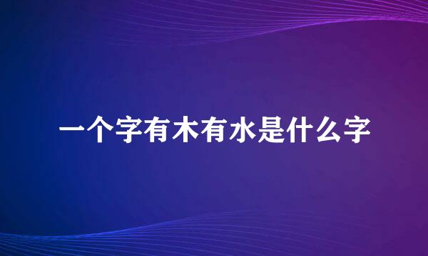 一个字有木有水是什么字