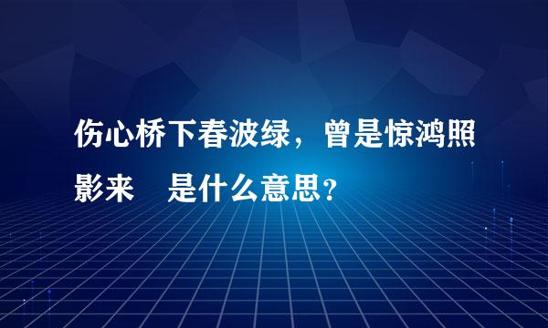 伤心桥下春波绿，曾是惊鸿照影来 是什么意思？