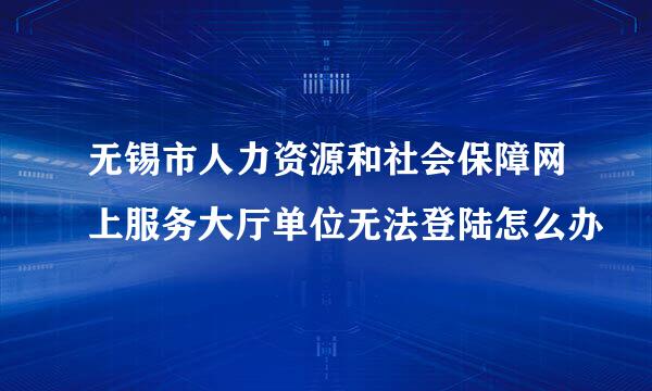 无锡市人力资源和社会保障网上服务大厅单位无法登陆怎么办