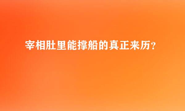 宰相肚里能撑船的真正来历？