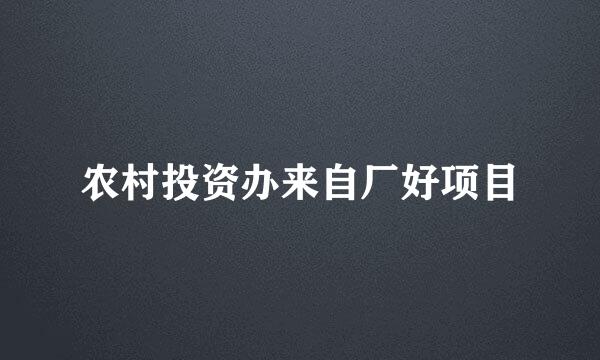 农村投资办来自厂好项目