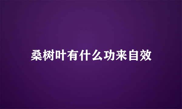 桑树叶有什么功来自效