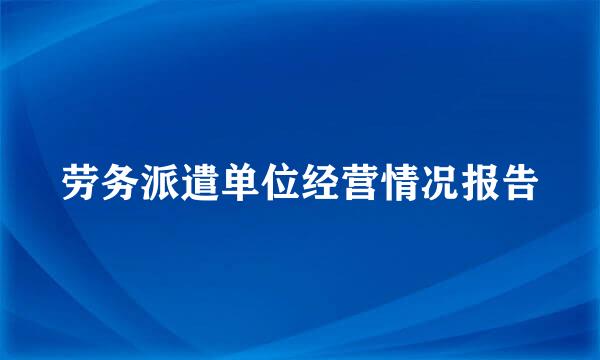 劳务派遣单位经营情况报告